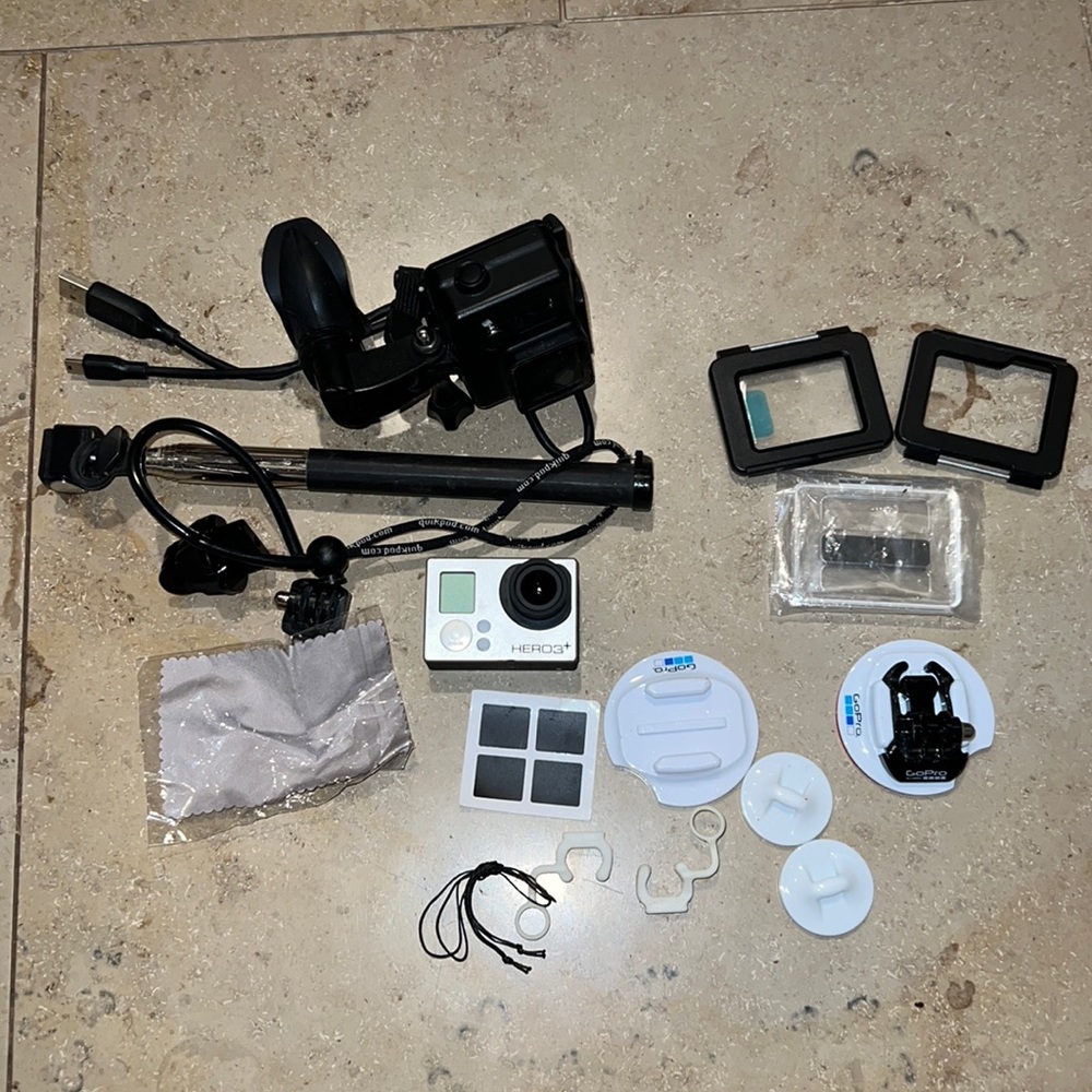 GoPro Hero 3+ with surf case and accessories
